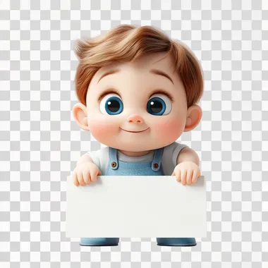 A 3d cartoon baby boy figure with white border and white background, rendered in 3D with high resolution, detail and quality, Disney style --s 250