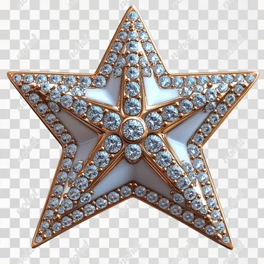 On the white background, there is a flat star, the star is set with diamonds as decoration, the star is more round, vector image, 4k  --s 750