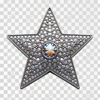 On the white background, there is a flat star, the star is set with diamonds as decoration, the star is more round, vector image, 4k  --s 750
