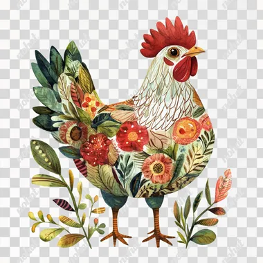 Hen, healthy, white background,8K