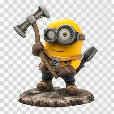 minion swinging a pick-axe, 3d game asset, unreal engine, isolated on white background, V6.1