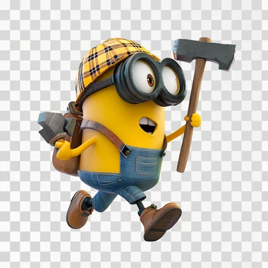 minion swinging a pick-axe, 3d game asset, unreal engine, isolated on white background, V6.1