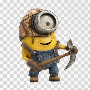 minion swinging a pick-axe, 3d game asset, unreal engine, isolated on white background, V6.1