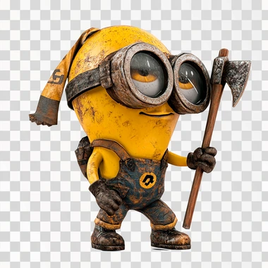 minion swinging a pick-axe, 3d game asset, unreal engine, isolated on white background, V6.1