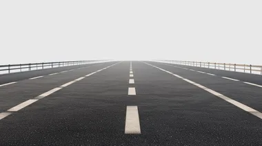 Straight asphalt road isolated on transparent background