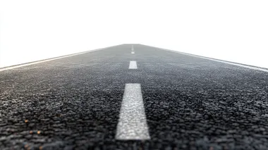 Straight asphalt road isolated on transparent background
