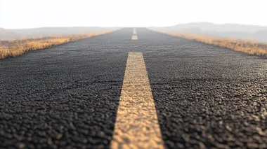 Straight asphalt road isolated on transparent background