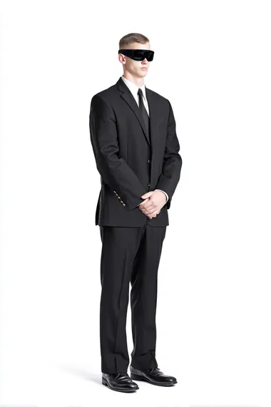A SECRET SERVICE AGENT ISOLATED ON A WHITE BACKGROUND