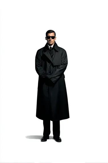 A SECRET SERVICE AGENT ISOLATED ON A WHITE BACKGROUND