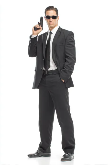 A SECRET SERVICE AGENT ISOLATED ON A WHITE BACKGROUND