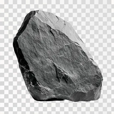 large stone with cut on top black on white background, stone bw with flat top