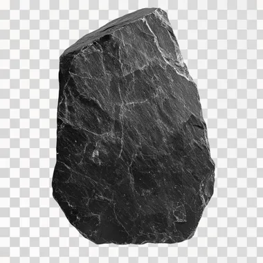 large stone with cut on top black on white background, stone bw with flat top