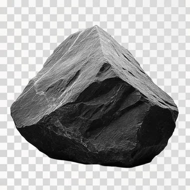 large stone with cut on top black on white background, stone bw with flat top