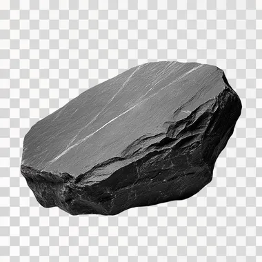 large stone with cut on top black on white background, stone bw with flat top
