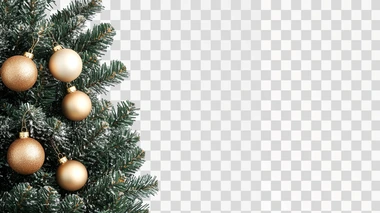 Christmas Tree Border And Ornaments Decoration Isolated On white background
