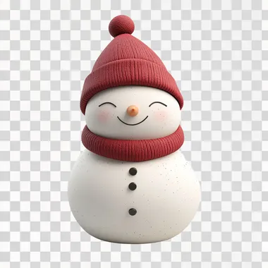 a happy snowman wearing a red Christmas hat with cartoon style on white background no shadows