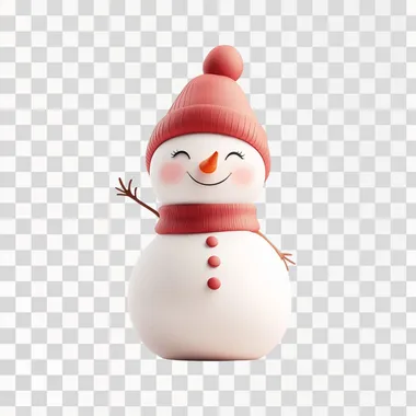 a happy snowman wearing a red Christmas hat with cartoon style on white background no shadows