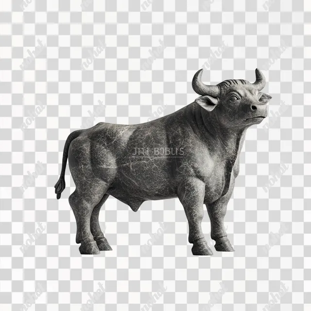 PNG Angry Bull Statue on Pedestal: Realistic Stone Sculpture Art Display