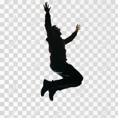 person jumping up in air on white background, stock image --s 50