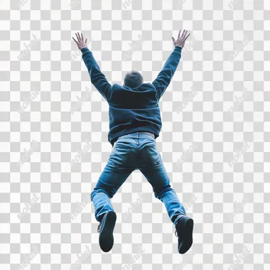 person jumping up in air on white background, stock image --s 50