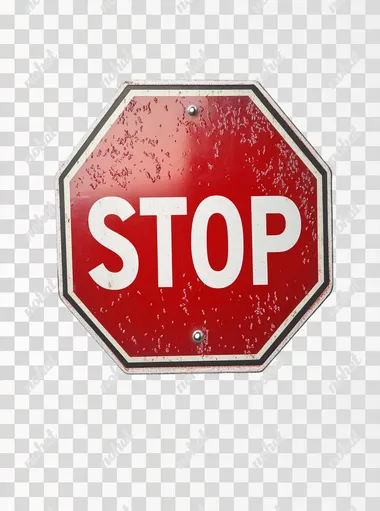 stop sign with "STOP" text, front view, isolated on white background, high resolution