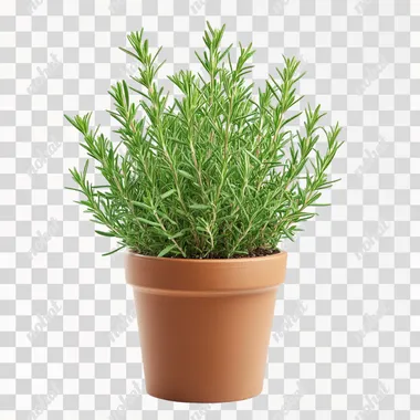 rosemary in the pot, nice orgonized, isolated white background
