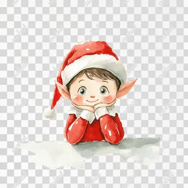 elf on a shelf watercolor illustration, isolated on a white background  lflk94r