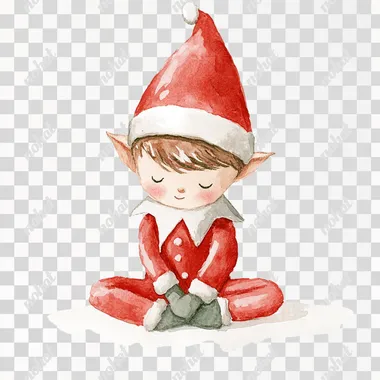 elf on a shelf watercolor illustration, isolated on a white background  lflk94r