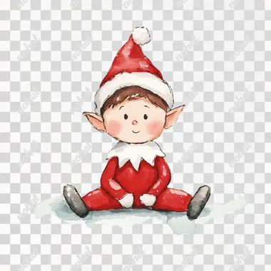 elf on a shelf watercolor illustration, isolated on a white background  lflk94r