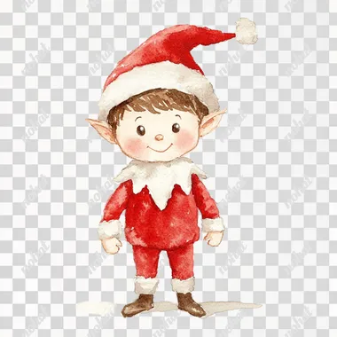 elf on a shelf watercolor illustration, isolated on a white background  lflk94r