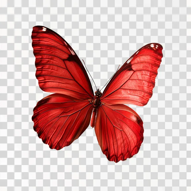 Red Butterfly in Flight Against a White Canvas
