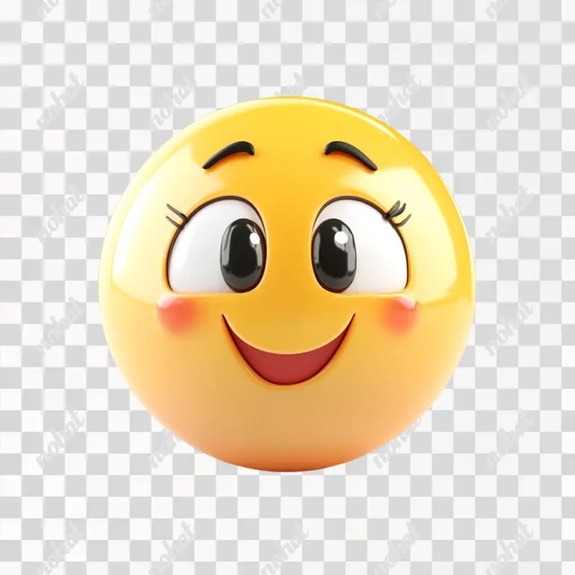 PNG Animated yellow smiley face emoji with big eyes for digital communication