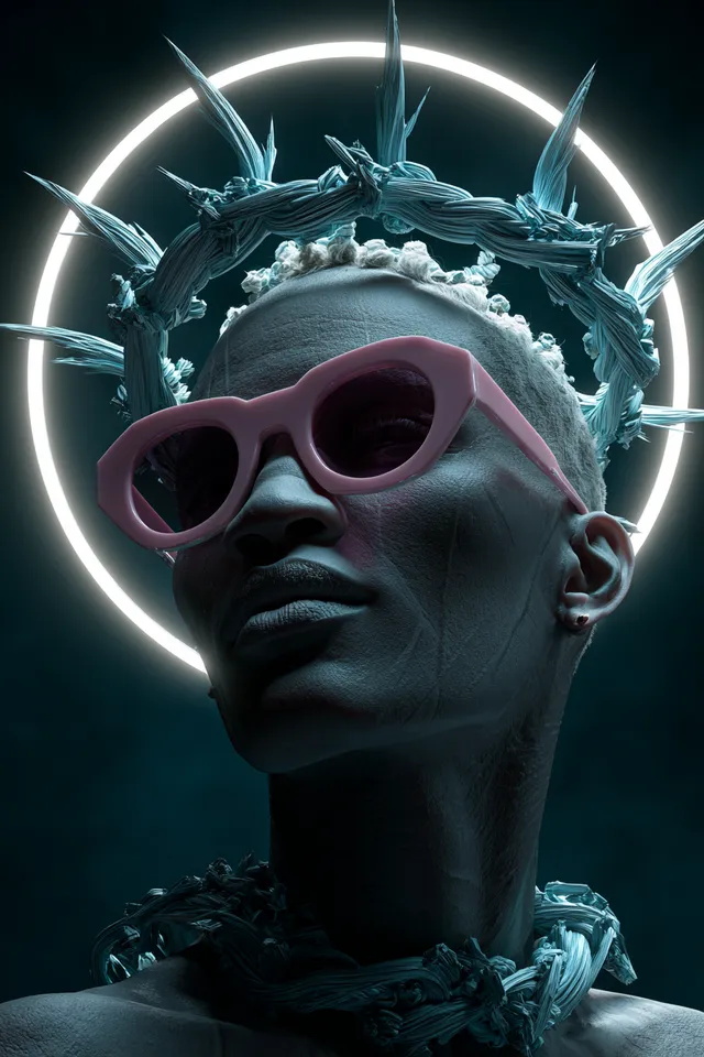 Futuristic Androgynous Portrait with Neon Accessories