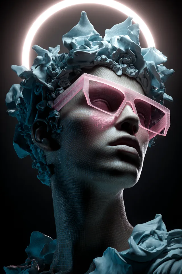 Futuristic Androgynous Portrait with Neon Elements