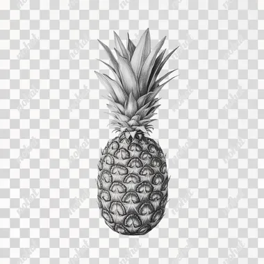 drawings of pineapple over flat white background