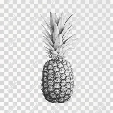 drawings of pineapple over flat white background