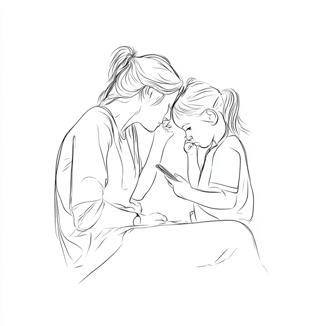 Mother and Child Engaging in Digital Safety