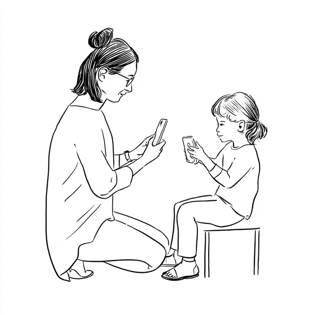 Mother Teaching Child About Digital Safety