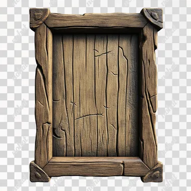 3:5 rectangle background with wooden frame, 2d game, disney style, on white background