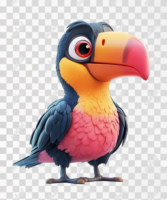 Whimsical 3D Toucan: A Colorful Cartoon Adventure