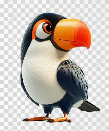 3D cartoon funny colorful toucan bird, octane render on white background  --s 250