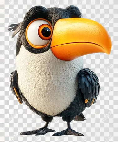 3D cartoon funny colorful toucan bird, octane render on white background  --s 250