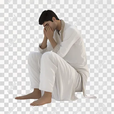 a Hindu indian young man wearing white kurta and white pyjama, setting, full body view, weeping,3d, white background, animated image,50k quality, hd high details, ultra HD --s 50