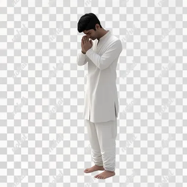 a Hindu indian young man wearing white kurta and white pyjama, setting, full body view, weeping,3d, white background, animated image,50k quality, hd high details, ultra HD --s 50
