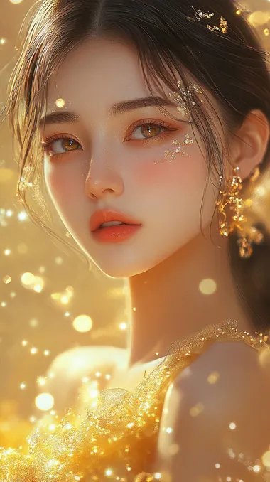 Create a realistic image of a vibrant golden texture resembling a glittering surface, with a rich, warm yellow color scheme. The image should convey a sense of warmth and richness, showcasing the shine and sparkle typical of a gold material.