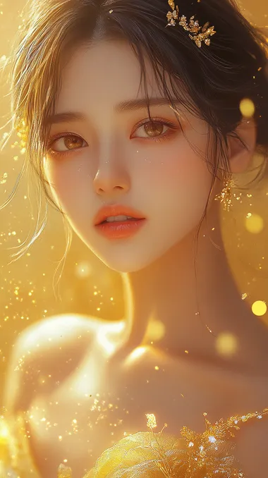 Create a realistic image of a vibrant golden texture resembling a glittering surface, with a rich, warm yellow color scheme. The image should convey a sense of warmth and richness, showcasing the shine and sparkle typical of a gold material.