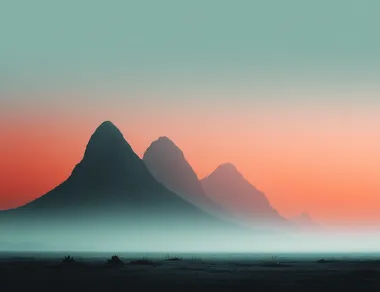 A black background with an orange gradient at the bottom, a flat mountain range in the foreground, minimalistic.   rofile qxy2xnk   --raw