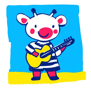 Cute cow Playing guitar. Anthropomorphic. Hand drawn illustration style.  897807401