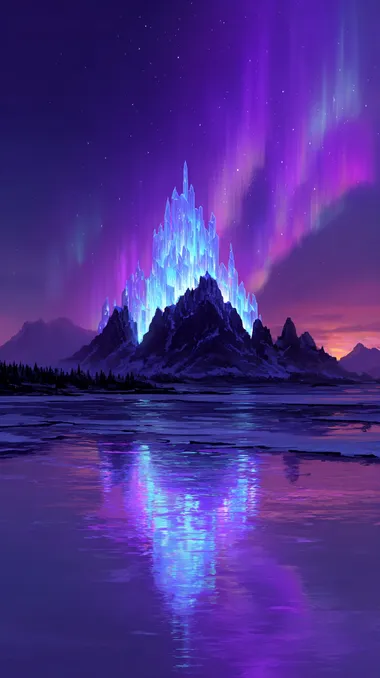 A frozen ice fortress**, glowing blue runes keeping it warm inside, auroras dancing above, Viking-inspired grandeur   rofile u361idx