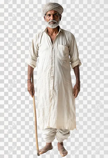 bangladeshi farmer, full length portrait, high res stock photo, plain white background